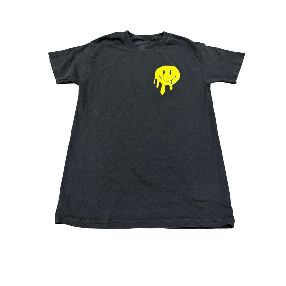 Call Your Mother Mens Melting Smiley Face Graphic T-Shirt Black Small